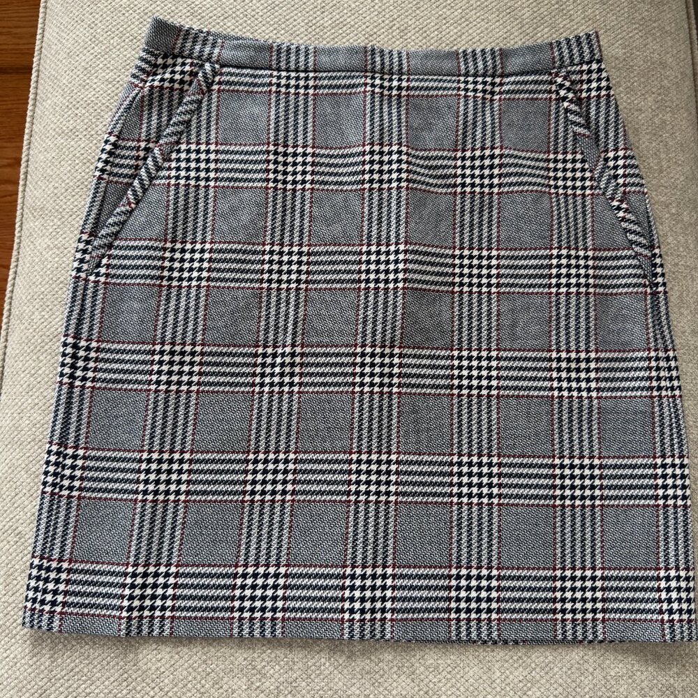 Anne Klein Women's Marine Blue Combo Plaid Pencil Skirt Size 8 - Picture 2 of 9